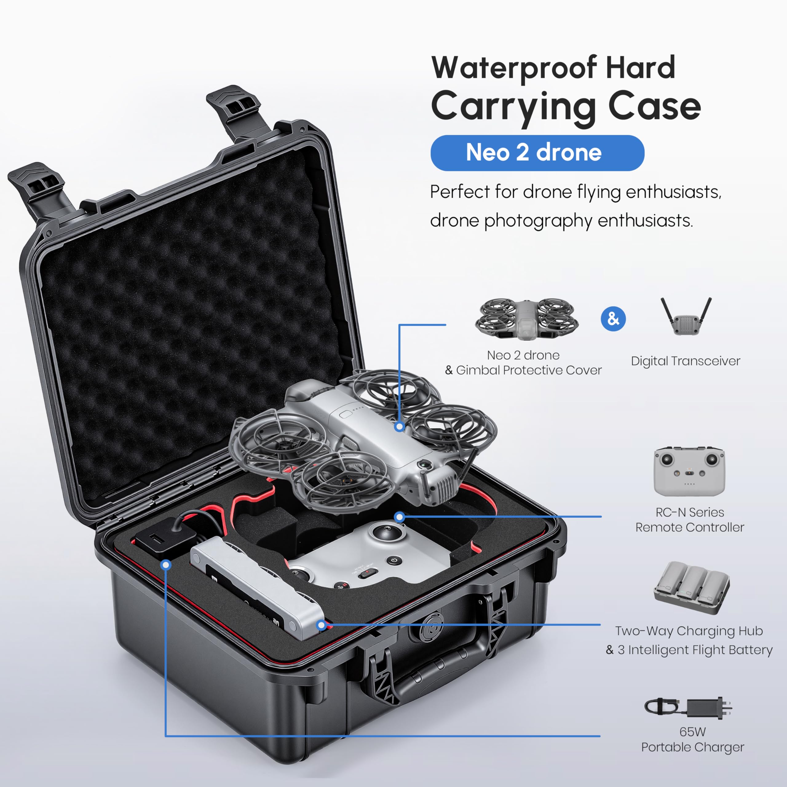Drone Neo Rc - NEO 2 Case,Waterproof Hard Carrying Case
