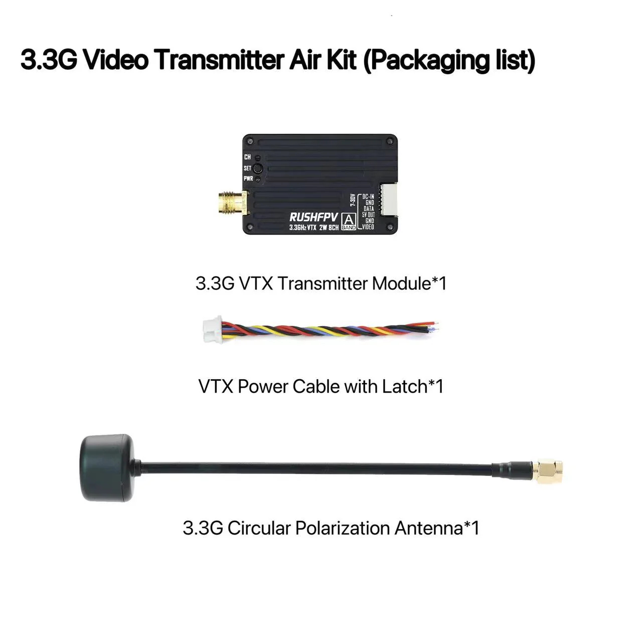 RUSHFPV 3.3G 2W VTX Transmitte - đánh giá và giá Fpv Antenna Receiver