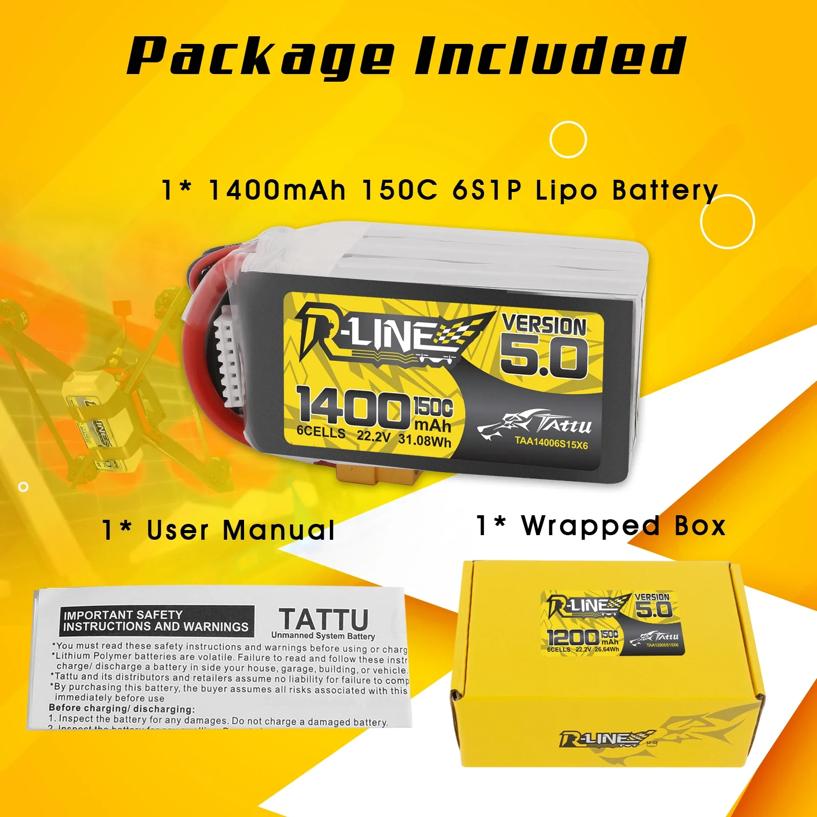 Tattu R-Line 1200mAh 1400mAh 6 - đánh giá và giá Drone Frame 5 Inch